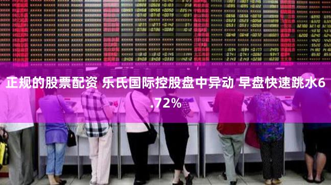 正规的股票配资 乐氏国际控股盘中异动 早盘快速跳水6.72%